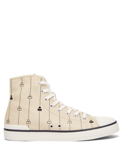 Matchesfashion.com Isabel Marant - Benkeenh Logo Print High Top Canvas Trainers - Mens - White