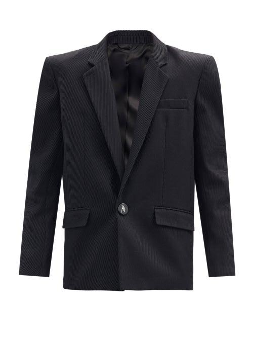 Matchesfashion.com The Attico - Padded-shoulder Single-breasted Cotton Jacket - Womens - Black