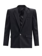 Matchesfashion.com The Attico - Padded-shoulder Single-breasted Cotton Jacket - Womens - Black
