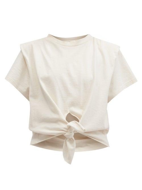 Matchesfashion.com Isabel Marant - Zelito Cropped Knotted-front T-shirt - Womens - Ivory