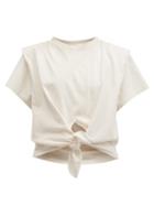 Matchesfashion.com Isabel Marant - Zelito Cropped Knotted-front T-shirt - Womens - Ivory