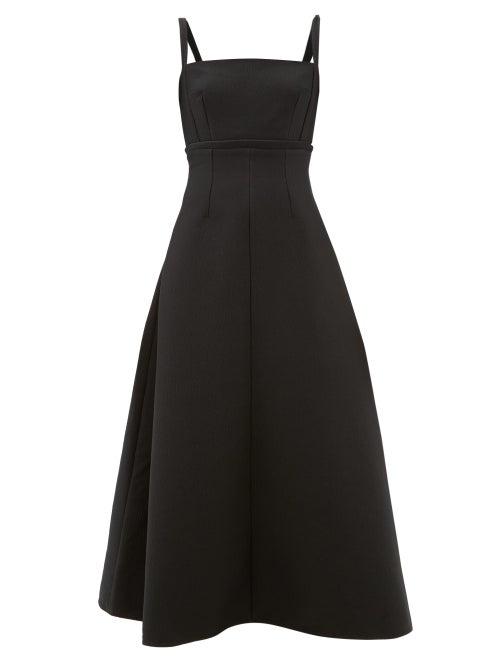 Matchesfashion.com Emilia Wickstead - Freya Cloqu Midi Dress - Womens - Black