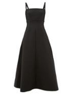 Matchesfashion.com Emilia Wickstead - Freya Cloqu Midi Dress - Womens - Black
