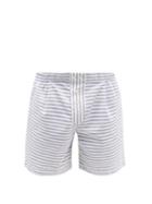 Sbline - Elasticated-waist Striped Cotton-oxford Shorts - Mens - Blue White