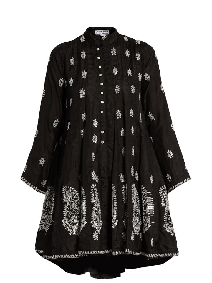 Juliet Dunn Embroidered Silk Dress