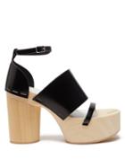 Maison Margiela - Tabi Leather And Wooden Platform Sandals - Womens - Black