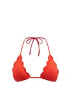 Ladies Beachwear Marysia - Broadway Scalloped-edge Triangle Bikini Top - Womens - Red