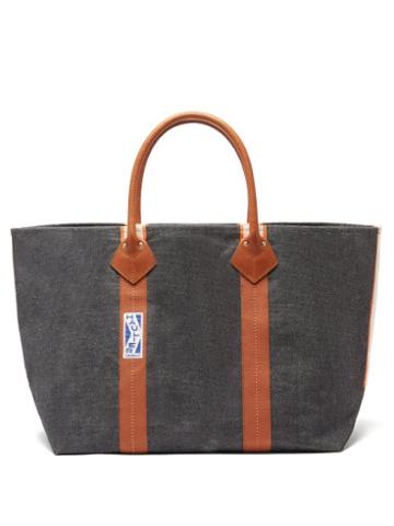 Haulier - Utility Large Striped Canvas Tote Bag - Womens - Black