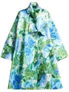Matchesfashion.com Richard Quinn - Oversized A Line Floral Print Satin Coat - Womens - Blue Print
