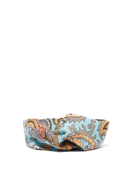 Matchesfashion.com Etro - Paisley Print Silk Headband - Womens - Light Blue