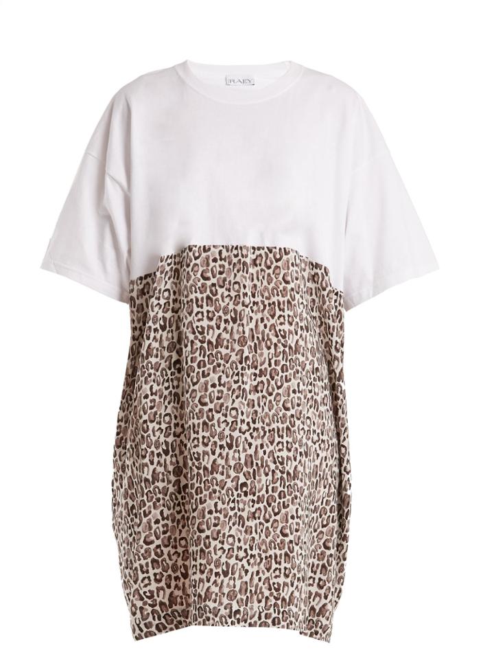 Raey Cotton And Leopard-print Silk T-shirt Dress