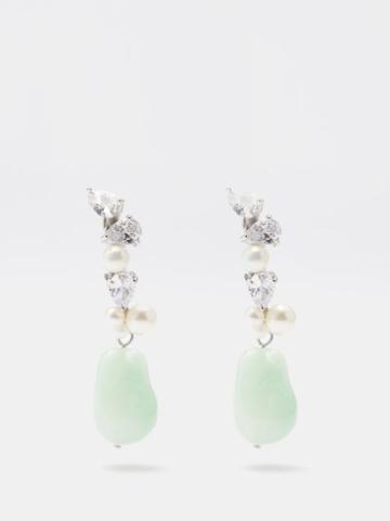 Completedworks - Pearl, Crystal & Recycled Sterling-silver Earrings - Womens - Green Multi