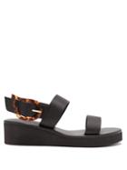 Matchesfashion.com Ancient Greek Sandals - Clio Rainbow Leather Wedge Sandals - Womens - Black