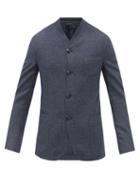 Mens Rtw Giorgio Armani - Collarless Wool And Cashmere-blend Hopsack Blazer - Mens - Navy Multi