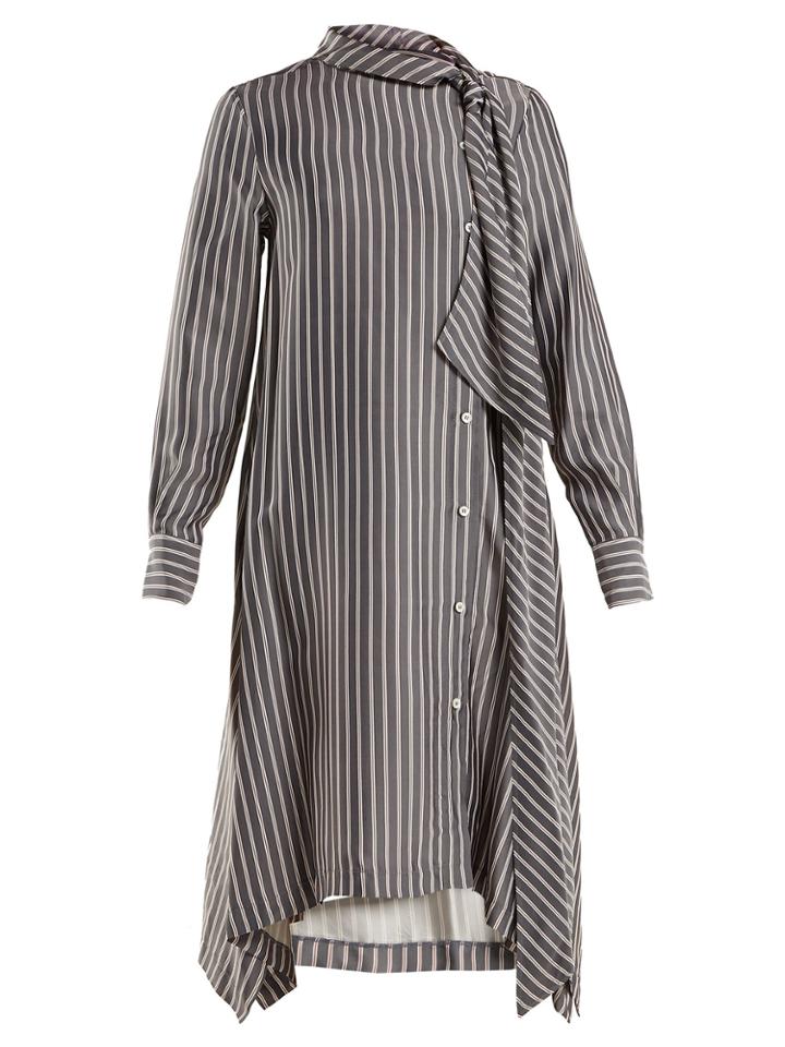 See By Chloé Striped Asymmetric Crepe Midi Dress