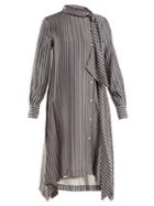 See By Chloé Striped Asymmetric Crepe Midi Dress