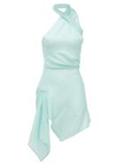 Matchesfashion.com Ludovic De Saint Sernin - Swan Halterneck Crystal-embellished Silk Dress - Womens - Blue
