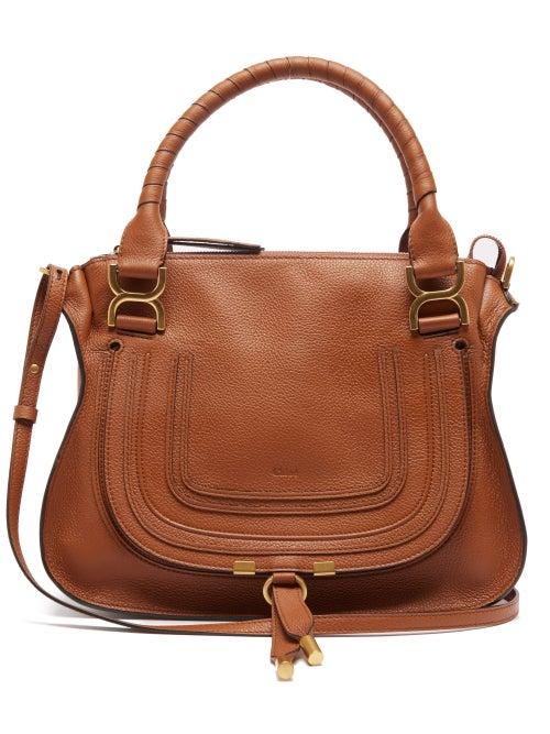 Ladies Bags Chlo - Marcie Topstitched Leather Handbag - Womens - Tan