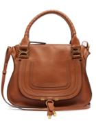 Ladies Bags Chlo - Marcie Topstitched Leather Handbag - Womens - Tan