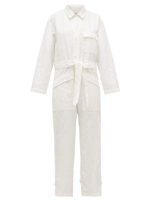 Matchesfashion.com Nili Lotan - Aria Cotton-blend Denim Jumpsuit - Womens - White