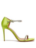 Amina Muaddi - Ursina Crystal-embellished Silk-satin Sandals - Womens - Green