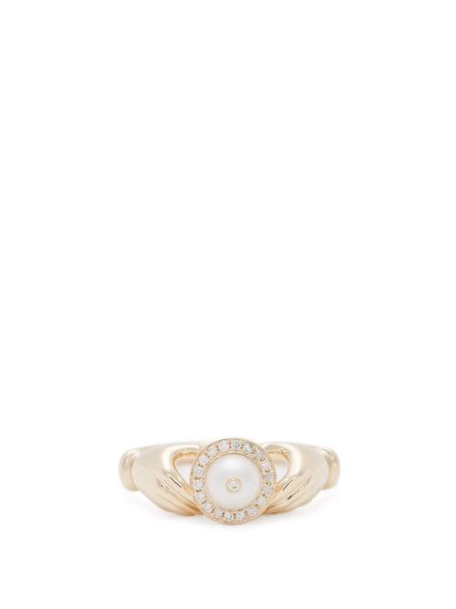 Matchesfashion.com Anissa Kermiche - Hands Diamond, Pearl & 18kt Gold Ring - Womens - Gold