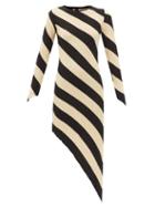 Petar Petrov - Adon Asymmetric Striped Silk-knit Dress - Womens - Black Cream