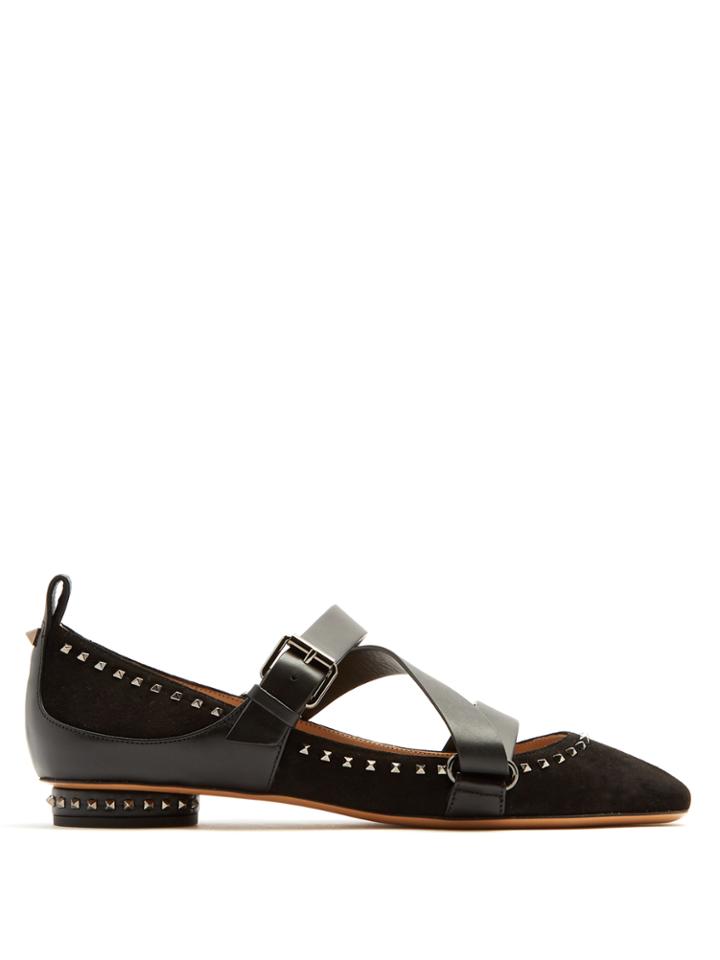 Valentino V-punk Rockstud Suede Flats