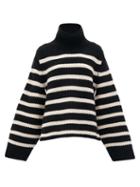 Matchesfashion.com Khaite - Molly Stripe-intarsia Cashmere Sweater - Womens - Black White