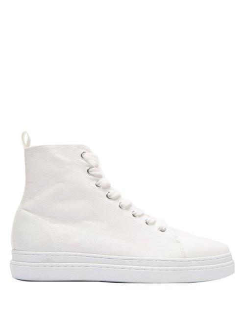 Matchesfashion.com Junya Watanabe - Pointed Toe Lace Up High Top Trainers - Womens - White