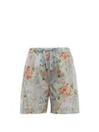Matchesfashion.com Preen By Thornton Bregazzi - Isabelle Tapestry Print Ripstop Shorts - Womens - Light Blue