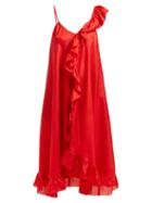 Matchesfashion.com Mes Demoiselles - Noemi Asymmetric Silk Dress - Womens - Red