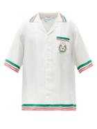 Matchesfashion.com Casablanca - Tennis Club-print Silk-twill Shirt - Mens - White