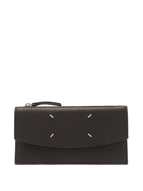Maison Margiela - Four-stitches Leather Continental Wallet - Mens - Black