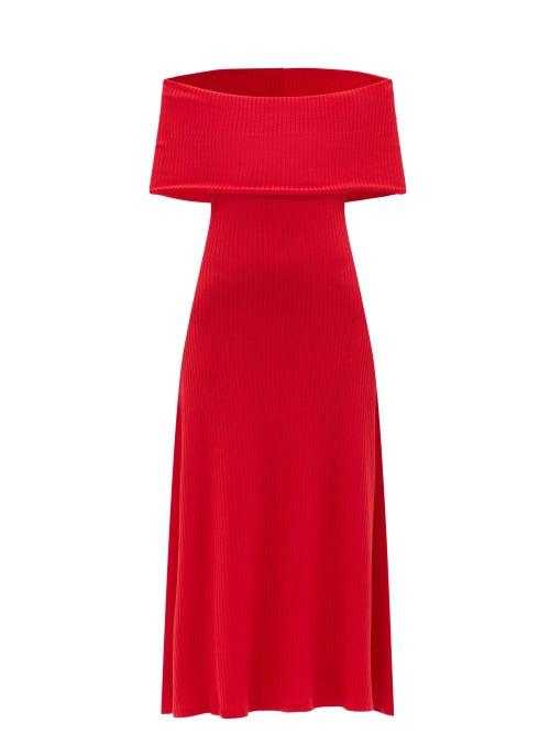 Mara Hoffman - Imogen Off-the-shoulder Midi Dress - Womens - Red
