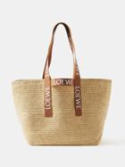 Loewe - Fold Logo-strap Raffia Tote Bag - Womens - Beige
