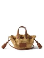 Anya Hindmarch - Leather-trim Raffia Cross-body Bag - Womens - Beige