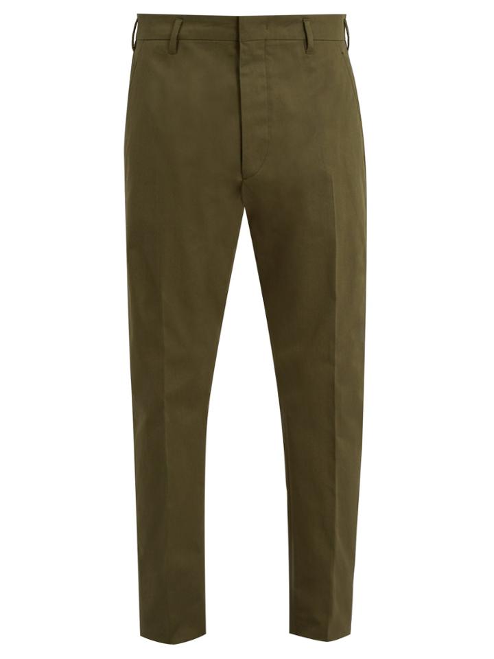 Prada Mid-rise Tapered-leg Stretch-cotton Chino Trousers