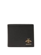 Gucci - Bee-plaque Leather Bi-fold Wallet - Mens - Black