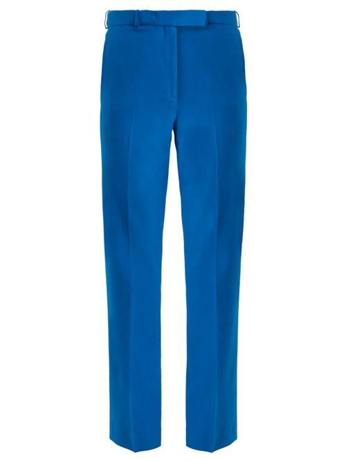 Matchesfashion.com Etro - Violante Straight Leg Stretch Cady Trousers - Womens - Blue