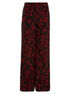 Matchesfashion.com Diane Von Furstenberg - Shelton Print High Rise Wide Leg Trousers - Womens - Black Red