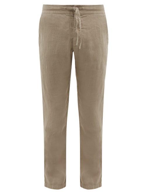 Matchesfashion.com 120% Lino - Drawstring Waist Linen Trousers - Mens - Grey