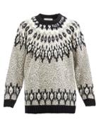 Valentino - Logo-embroidered Fair Isle Virgin Wool Sweater - Mens - Black White