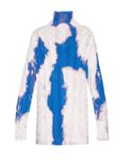 Matchesfashion.com Balenciaga - Oversized Bleached High Neck Sweater - Mens - Blue