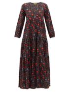 Matchesfashion.com Muzungu Sisters - Floral-print Organic-cotton Dress - Womens - Black Print
