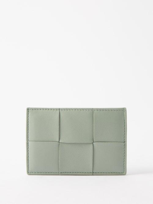 Bottega Veneta - Cassette Intrecciato-leather Cardholder - Womens - Light Green