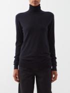 Raey - Roll-neck Fine-rib Responsible-cashmere Sweater - Womens - Navy