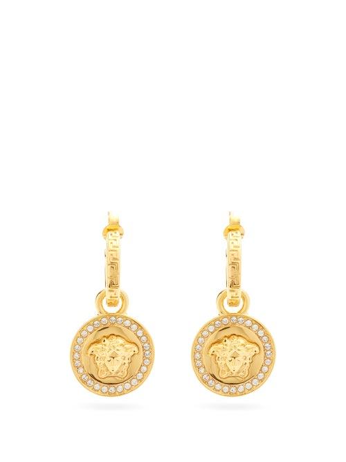 Matchesfashion.com Versace - Medusa Crystal-embellished Drop Earrings - Womens - Gold