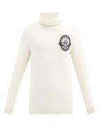 Matchesfashion.com Balmain - Zardozi-embroidered Roll-neck Wool-blend Sweater - Mens - White