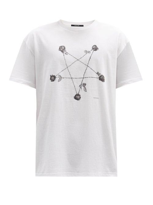 Matchesfashion.com Ksubi - Rose-print Cotton-jersey T-shirt - Mens - White